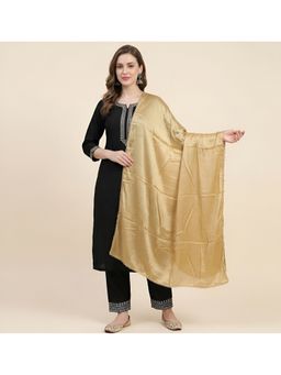 MUFFLY - Gold Elegant Solid Nazneen Chiffon with Lace Border Dupatta