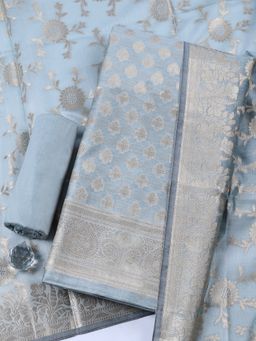 MEENA BAZAAR - Green Woven Chanderi Unstitched Kurta with Pant and Dupatta