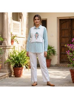 WE'AVE BY SHUBHKARI - Green Poplin Embroidered Co-Ord Set