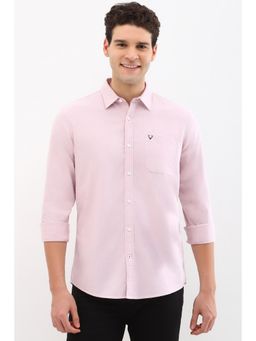 Allen Solly - Men Pink Custom Fit Solid Full Sleeves Shirt
