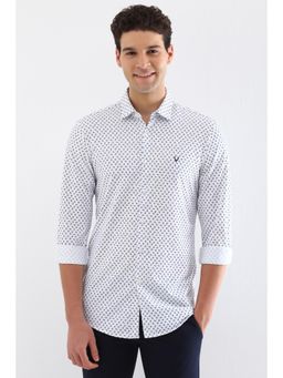 Allen Solly - Men White Slim Fit Print Full Sleeves Shirt