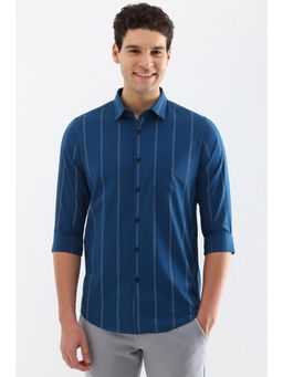 Allen Solly - Men Blue Slim Fit Stripes Full Sleeves Shirt