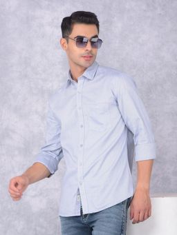 CRIMSOUNE CLUB - Mens Grey Solid Cotton Shirt