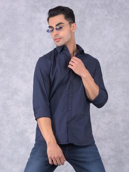 CRIMSOUNE CLUB - Mens Navy Blue Cotton Shirt