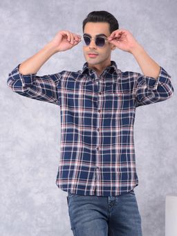 CRIMSOUNE CLUB - Mens Red Checks Cotton Shirt