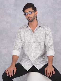 CRIMSOUNE CLUB - Mens Grey Printed Cotton Shirt