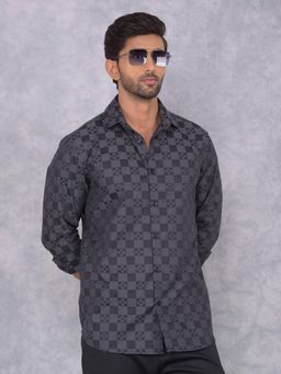 CRIMSOUNE CLUB - Mens Black Cotton Printed Shirt