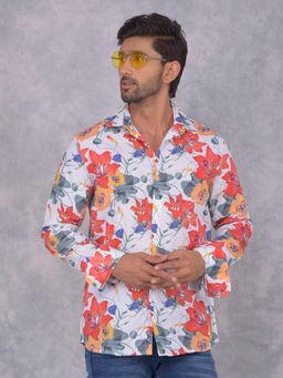 CRIMSOUNE CLUB - Mens Multi-Color Floral Print Shirt