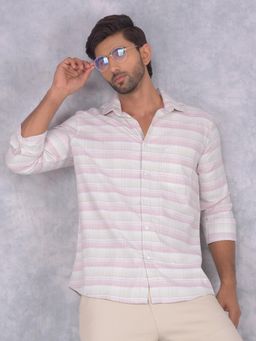 CRIMSOUNE CLUB - Mens Multi-Color Horizontal Stripes Cotton Knitted Shirt