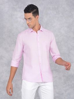 CRIMSOUNE CLUB - Mens Pink Textured Shirt