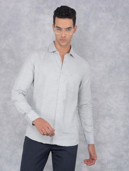 CRIMSOUNE CLUB - Mens Grey Textured Shirt