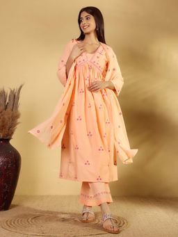 Varanga - Alia Cut Thread and Sequins Embroidered Kurta with Tonal Trouser & Dupatta (Set of 3)