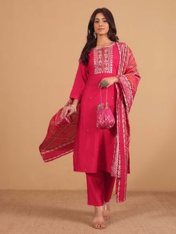 Varanga - Gotta Patti Embroidered Kurta Paired with Trouser & Printed Dupatta (Set of 3)
