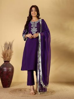 Varanga - Zari and Sequin Embroidered Kurta with Trouser & Dupatta (Set of 3)