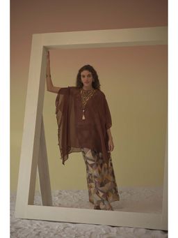 Suramya - Organza Embellished Kaftan with Bustier & Pants (Set of 3)
