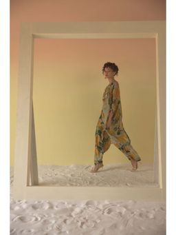 Suramya - Embellished Yoke Kaftan with Bustier & Pants (Set of 3)