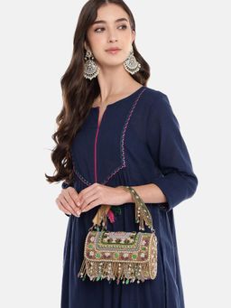 Anekaant - Women Blush And Bead Metallic Gold And Pastel Multi Clutch