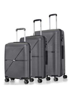 Nasher Miles - Unisex Stony Brook By Axis Hard-Sided Luggage Dark Grey Trolley Bags (Set of 3) (S/M/L)
