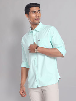 AD By Arvind - Solid Slim Fit Casual Shirt Green