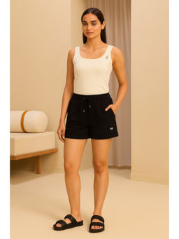 Alonge - Beige Cotton Scoop Neck Solid Camisole with Shorts