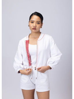 Alonge - White Effortless Zipper Jacket