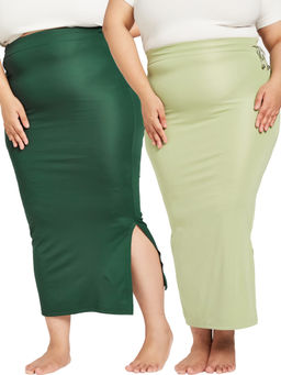 Secrets By ZeroKaata - Green Solid Saree Petticoat (Pack of 2)
