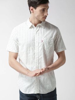 Levi's - Men Off-White Blue Slim Fit Casual Shirt
