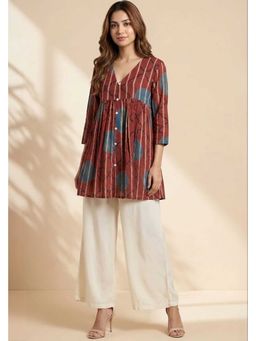 PANCHRANGA - Red Whisper Ajrakh Dobby Top