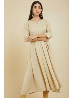 Soch - Women Beige Viscose Solid Kurta