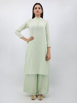 Tjori - Wuseha Mint Green Cotton Kurta