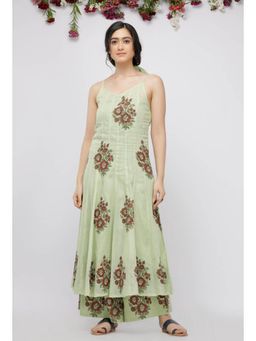 Tjori - Light Green Hand-Block Printed Kota Kalidaar Kurta