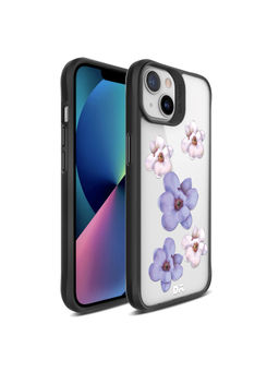 DailyObjects - Clear Mauve & White Flowers Black Hybrid Clear Case Cover for iPhone 13 Mini 5.4 inch