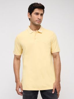 Spykar - Men Yellow Solid Regular Fit Polo T-Shirt