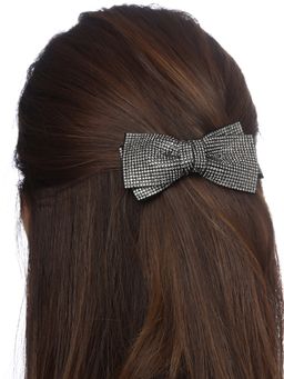Yellow Chimes - Black Crystal Studded Bow Designed French Baratte