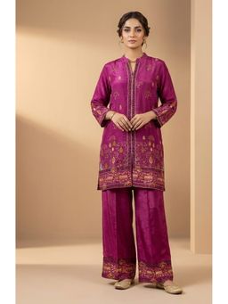 PIRRA DESIGN - Women's Purple Crape Floral Printed Co-Ord Set
