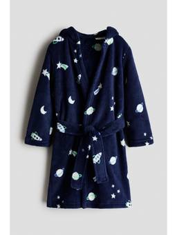 H&M - Boys Navy Blue Patterned Dressing Gown