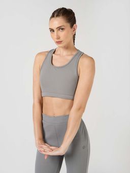 Technosport - Grey Solid/Plain Regular Sports Bra