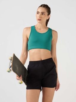 Technosport - Turquoise Solid/Plain Regular Sports Bra