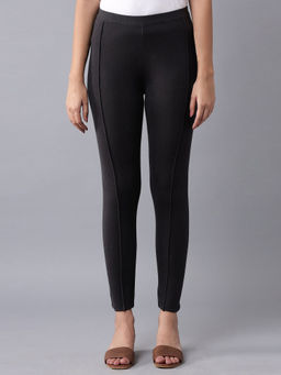 W - Dark Grey Leggings Ith Pintucks