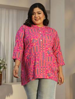 Extra love by Libas - Pink Printed Bandhani Tunic