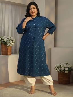 Extra love by Libas - Navy Blue Printed Kurta