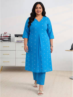 Extra love by Libas - Blue Woven Kurta with Pant