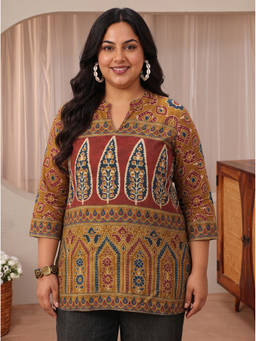 Extra love by Libas - Brown Floral Printed Tunic