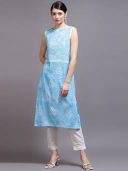 Aayusika - Blue Printed Kurta