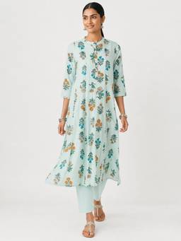 max - Blue Floral Printed Kurta with Pant