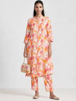 max - Orange Floral Printed Co-Ord Set