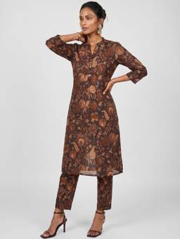 max - Brown Floral Printed Co-Ord Set