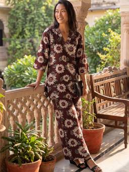 max - Maroon Floral Printed Co-Ord Set