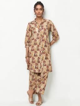 max - Beige Floral Printed Co-Ord Set
