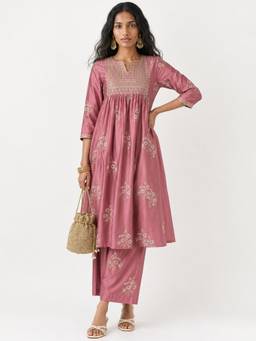 max - Pink Floral Embroidered Kurta with Pant